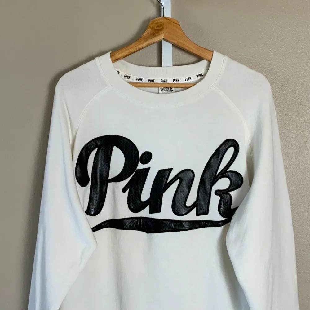 Victoria's Secret PINK Faux Leather Dotted Applique Sweatshirt - Picture 4 of 16